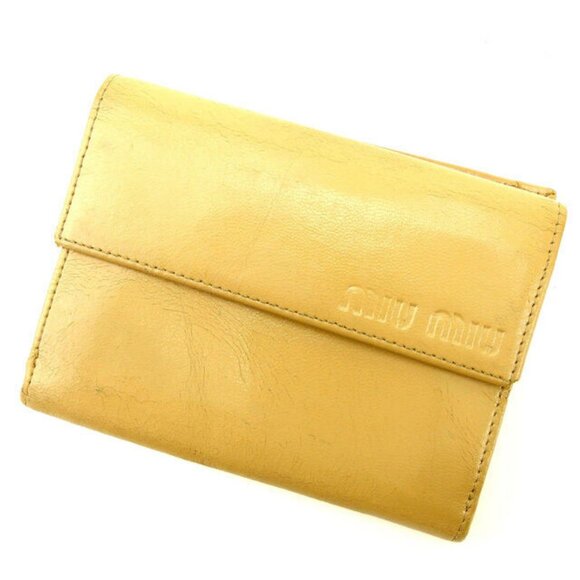 miumiu Wallet Purse Folding wallet Beige Black Woman Authentic Used - Picture 1 of 11